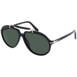 Luxottica Fashion Brillen Vertriebs GmbH Persol PO0202S Unisex-Sonnenbrille Vollrand Quadratisch Acetat-Gestell, Schwarz