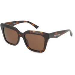 Kering Eyewear Spa Alexander McQueen AM0473S Damen-Sonnenbrille Vollrand Eckig Acetat-Gestell, Havanna