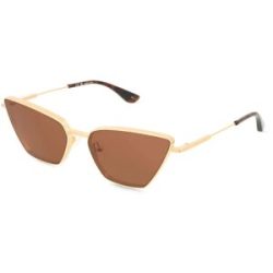 Kering Eyewear Spa Alexander McQueen AM0501S Damen-Sonnenbrille Vollrand Cat Eye Metall-Gestell, Gold