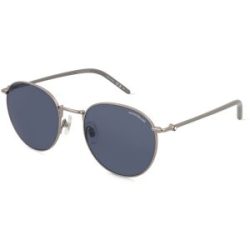 Kering Eyewear Spa Montblanc MB0343SA Unisex-Sonnenbrille Vollrand Rund Metall-Gestell, Silber