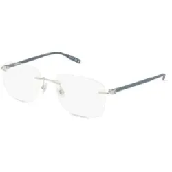 Kering Eyewear Spa Montblanc MB0222O Unisex-Brille inkl. Gläser Randlos Eckig Metall-Gestell 58/20/150, Silber