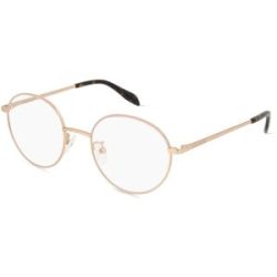 Kering Eyewear Spa Alexander McQueen AM0369O Unisex-Brille inkl. Gläser Vollrand Rund Metall-Gestell 53/20/145, Braun