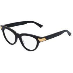 Kering Eyewear Spa Bottega Veneta BV1106O Damen-Brille inkl. Gläser Vollrand Butterfly Kunststoff-Gestell 52/18/140, Schwarz