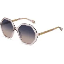 Kering Eyewear Spa Chloé CC0004S TEENS Jugend-Sonnenbrille Vollrand Geometrisch Kunststoff-Gestell, Transparent