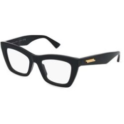 Kering Eyewear Spa Bottega Veneta BV1215O Unisex-Brille inkl. Gläser Vollrand Cat Eye Acetat-Gestell 50/19/145, Schwarz