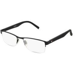 Safilo SpA Tommy Hilfiger Eyewear TH 2047 Herren-Brille inkl. Gläser Halbrand Quadratisch Edelstahl-Gestell 53/18/145, Schwarz