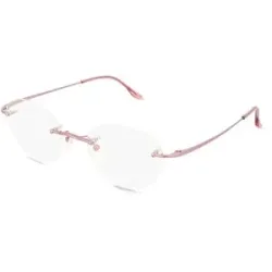 Suncute Industries Co., Ltd. Fielmann MC 653 CL LEA Damen-Brille inkl. Gläser Randlos Quadratisch Titan-Gestell 50/20/140, Pink