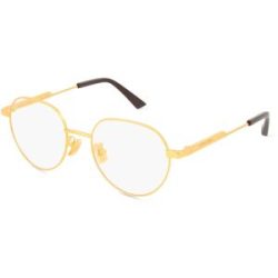Kering Eyewear Spa Bottega Veneta BV1239O Unisex-Brille inkl. Gläser Vollrand Rund Metall-Gestell 51/19/145, Gold