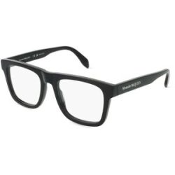 Kering Eyewear Spa Alexander McQueen AM0357O Unisex-Brille inkl. Gläser Vollrand Quadratisch Kunststoff-Gestell 52/19/145, Schwarz