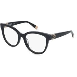 DE RIGO Vision D.A.CH. GmbH Furla VFU864 Damen-Brille inkl. Gläser Vollrand Cat Eye Kunststoff-Gestell 53/19/140, Schwarz