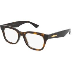 Kering Eyewear Spa Bottega Veneta BV1155O Unisex-Brille inkl. Gläser Vollrand Quadratisch Acetat-Gestell 50/19/145, Havanna