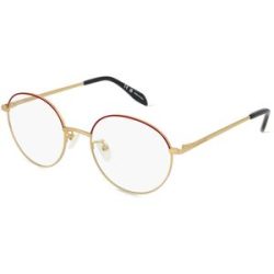 Kering Eyewear Spa Alexander McQueen AM0369O Unisex-Brille inkl. Gläser Vollrand Rund Metall-Gestell 53/20/145, Rot