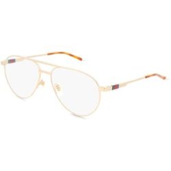 Kering Eyewear Spa Gucci GG1679O Herren-Brille inkl. Gläser Vollrand Pilot Metall-Gestell 56/15/145, Gold