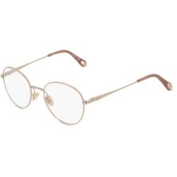 Kering Eyewear Spa Chloé CH0021O Unisex-Brille inkl. Gläser Vollrand Panto Metall-Gestell 50/19/140, Beige