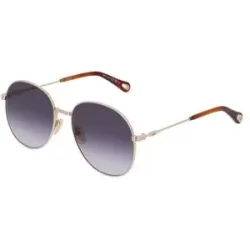 Kering Eyewear Spa Chloé CH0178S Unisex-Sonnenbrille Vollrand Rund Metall-Gestell, Gold