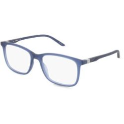 Kering Eyewear Spa Puma PU0492O Herren-Brille inkl. Gläser Vollrand Eckig Kunststoff-Gestell 55/18/145, Blau