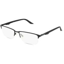 Kering Eyewear Spa Puma PU0413O Unisex-Brille inkl. Gläser Vollrand Quadratisch Metall-Gestell 56/17/145, Schwarz