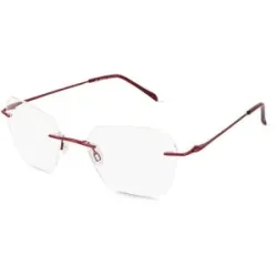 Wenzhou Bada Optical Co. , LTD Fielmann BD 465 MOD CL Damen-Brille inkl. Gläser Randlos Geometrisch Edelstahl-Gestell 52/18/135, Rot