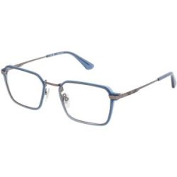 DE RIGO Vision D.A.CH. GmbH Police VPLQ71 Herren-Brille inkl. Gläser Vollrand Quadratisch Metall-Gestell 52/20/145, Blau
