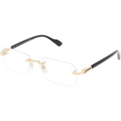 Kering Eyewear Spa Gucci GG1221O Herren-Brille inkl. Gläser Randlos Eckig Metall-Gestell 56/16/140, Gold