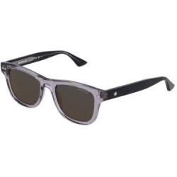 Kering Eyewear Spa Montblanc MB0254S Unisex-Sonnenbrille Vollrand Quadratisch Kunststoff-Gestell, Grau