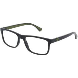 Luxottica Fashion Brillen Vertriebs GmbH Emporio Armani EA3147 Herren-Brille inkl. Gläser Vollrand Eckig Kunststoff-Gestell 53/18/142, Schwarz