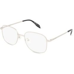 Kering Eyewear Spa Alexander McQueen AM0415O Unisex-Brille inkl. Gläser Vollrand Quadratisch Metall-Gestell 54/19/145, Silber