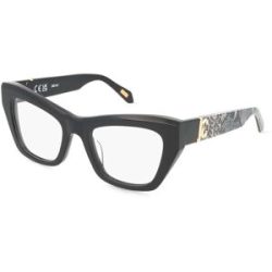 DE RIGO Vision D.A.CH. GmbH Just Cavalli VJC116 Unisex-Brille inkl. Gläser Vollrand Butterfly Kunststoff-Gestell 51/20/140, Schwarz