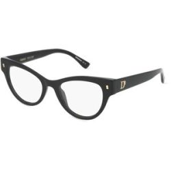 Safilo GmbH Dsquared2  D2 0070 Damen-Brille inkl. Gläser Vollrand Cat Eye Acetat-Gestell 49/19/145, Schwarz