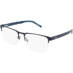 Safilo GmbH Hugo HG 1076 Herren-Brille inkl. Gläser Vollrand Quadratisch Metall-Gestell 56/19/145, Blau