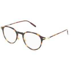 Kering Eyewear Spa Montblanc MB0355O Herren-Brille inkl. Gläser Vollrand Panto Kunststoff-Gestell 49/20/145, Havanna