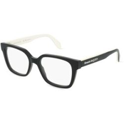 Kering Eyewear Spa Alexander McQueen AM0358O Unisex-Brille inkl. Gläser Vollrand Quadratisch Kunststoff-Gestell 52/18/145, Schwarz