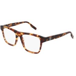 Kering Eyewear Spa Montblanc MB0203O Unisex-Brille inkl. Gläser Vollrand Quadratisch Acetat-Gestell 55/18/145, Havanna