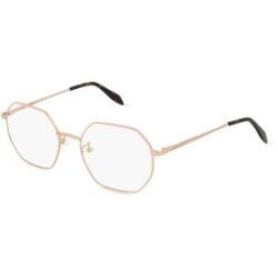 Kering Eyewear Spa Alexander McQueen AM0338O Unisex-Brille inkl. Gläser Vollrand Geometrisch Edelstahl-Gestell 54/19/145, Braun