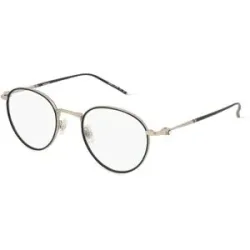 Kering Eyewear Spa Montblanc MB0162O Unisex-Brille inkl. Gläser Vollrand Rund Metall-Gestell 48/22/145, Schwarz