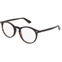 Kering Eyewear Spa Gucci GG0121O Unisex-Brille inkl. Gläser Vollrand Rund Kunststoff-Gestell 49/21/145, Havanna