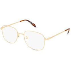 Kering Eyewear Spa Alexander McQueen AM0415O Unisex-Brille inkl. Gläser Vollrand Quadratisch Metall-Gestell 54/19/145, Gold