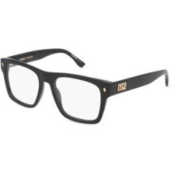 Safilo GmbH Dsquared2  D2 0037 Herren-Brille inkl. Gläser Vollrand Quadratisch Acetat-Gestell 53/18/145, Schwarz