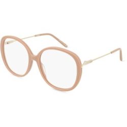 Kering Eyewear Spa Chloé CH0172O ELYS Unisex-Brille inkl. Gläser Vollrand Oval Acetat-Gestell 55/17/135, Beige