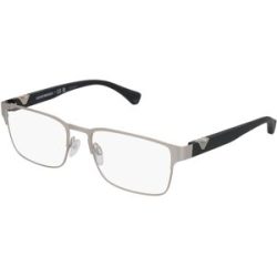 Luxottica Fashion Brillen Vertriebs GmbH Emporio Armani EA1027 Herren-Brille inkl. Gläser Vollrand Quadratisch Metall-Gestell 53/18/140, Silber