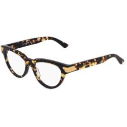 Kering Eyewear Spa Bottega Veneta BV1106O Damen-Brille inkl. Gläser Vollrand Butterfly Kunststoff-Gestell 52/18/140, Havanna