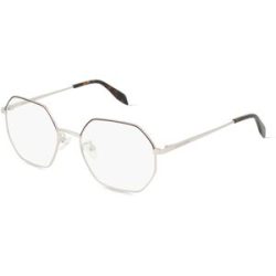 Kering Eyewear Spa Alexander McQueen AM0338O Unisex-Brille inkl. Gläser Vollrand Geometrisch Edelstahl-Gestell 54/19/145, Grau