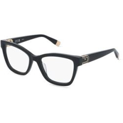 DE RIGO Vision D.A.CH. GmbH Furla VFU865 Damen-Brille inkl. Gläser Vollrand Cat Eye Kunststoff-Gestell 52/18/140, Schwarz