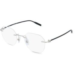 Kering Eyewear Spa Montblanc MB0471O Herren-Brille inkl. Gläser Randlos Rund Metall-Gestell 50/21/145, Silber
