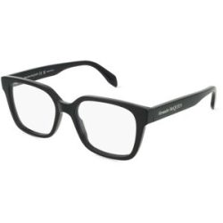 Kering Eyewear Spa Alexander McQueen AM0358O Unisex-Brille inkl. Gläser Vollrand Quadratisch Kunststoff-Gestell 52/18/145, Schwarz
