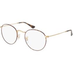Luxottica Fashion Brillen Vertriebs GmbH Ray-Ban RX3447V Unisex-Brille inkl. Gläser Vollrand Rund Metall-Gestell 50/21/145, Havanna