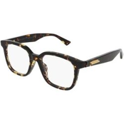 Kering Eyewear Spa Bottega Veneta BV1334OA Unisex-Brille inkl. Gläser Vollrand Quadratisch Acetat-Gestell 52/18/145, Havanna