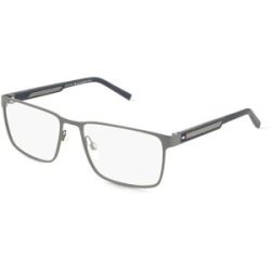 Safilo SpA Tommy Hilfiger TH 2204 Herren-Brille inkl. Gläser Vollrand Eckig Metall-Gestell 57/18/145, Grau