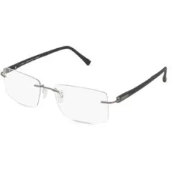Stepper Eyewear LTD. Fielmann COMFORT 116 CL Herren-Brille inkl. Gläser Randlos Quadratisch Titan-Gestell 55/17/140, Grau