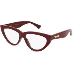 Kering Eyewear Spa Bottega Veneta BV1193O Unisex-Brille inkl. Gläser Vollrand Cat Eye Acetat-Gestell 54/15/145, Rot
